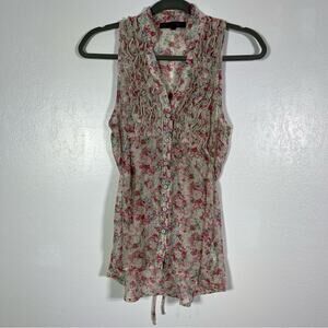 Heart Soul. Sleeveless Floral Button Down Blouse. Size Small. Excellent cond!